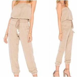 Boho Strapless Tencel Jumpsuit S YFB Young Fabulous & Broke Tan Jogger